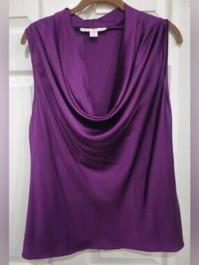 Boston Proper Draped Cowl Neck Sleeveless Camisole in Deep Purple